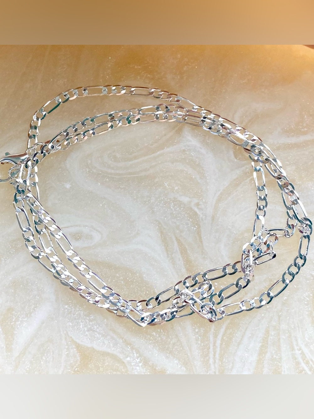Silver Figaro Layering Chain Necklace
